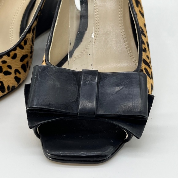 Ellen Tracy Cheetah print leather Wedge slides.  SZ: 6.5. - Picture 3 of 10